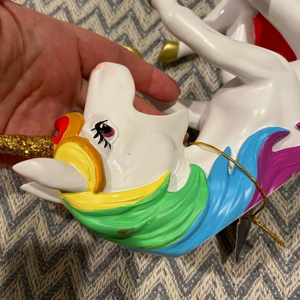 White Rainbow Unicorn Wine Bottle Holder - Colorful Fun Accent